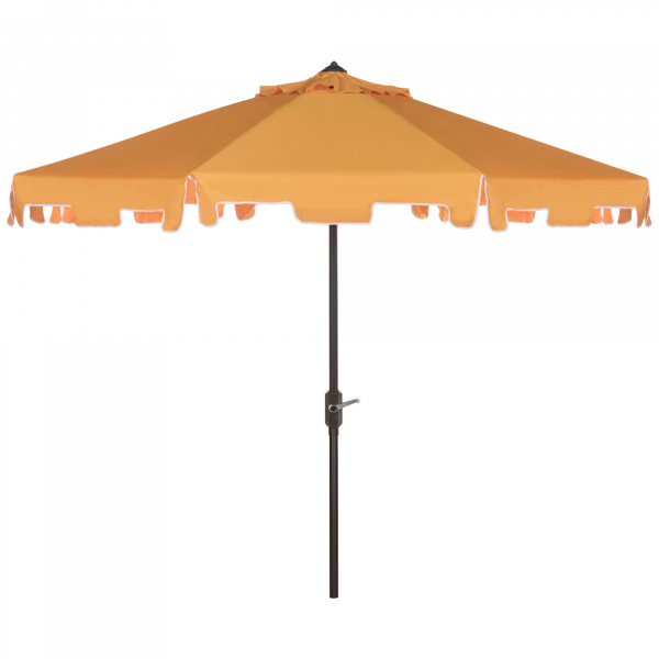 PAT8000F UV Resistant Zimmerman 9 Ft Crank Market Push Button Tilt Umbrella With Flap Yellow/White