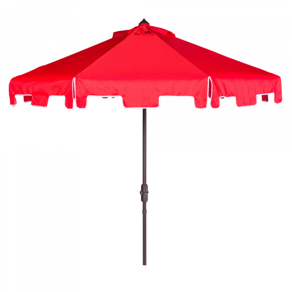 PAT8000J UV Resistant Zimmerman 9 Ft Crank Market Push Button Tilt Umbrella With Flap Red/White