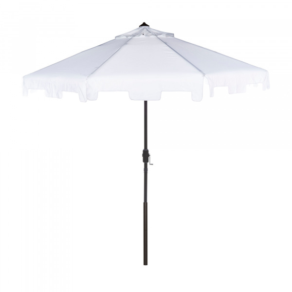 PAT8000K UV Resistant Zimmerman 9 Ft Crank Market Push Button Tilt Umbrella With Flap White