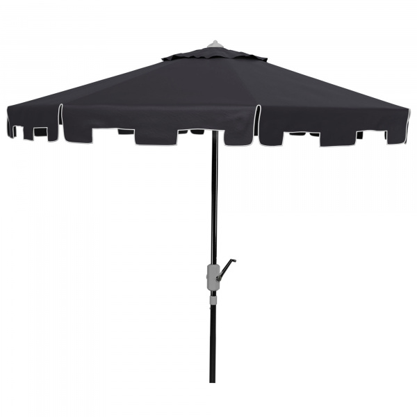 PAT8000M UV Resistant Zimmerman 9 Ft Crank Market Push Button Tilt Umbrella With Flap Black