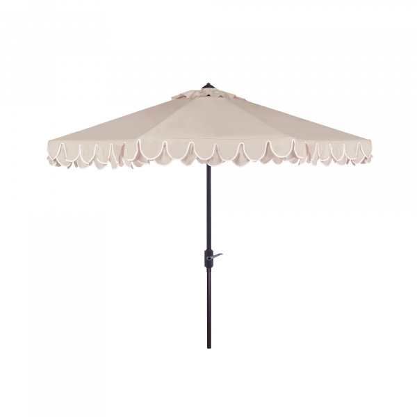 PAT8006C UV Resistant Elegant Valance 9ft Auto Tilt Umbrella Beige/White