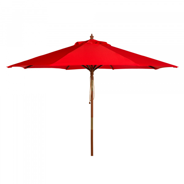 PAT8009D Cannes 9ft Wooden Outdoor Umbrella Red