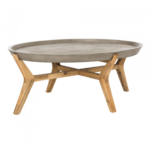 VNN1021A Hadwin Indoor/Outdoor Modern Concrete Oval 31.5-Inch Dia Coffee Table