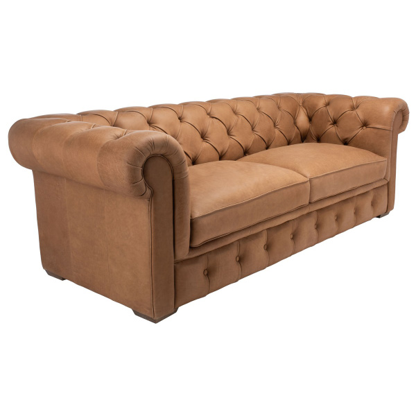 SFV8907A Andres Leather Chesterfield Sofa Camel