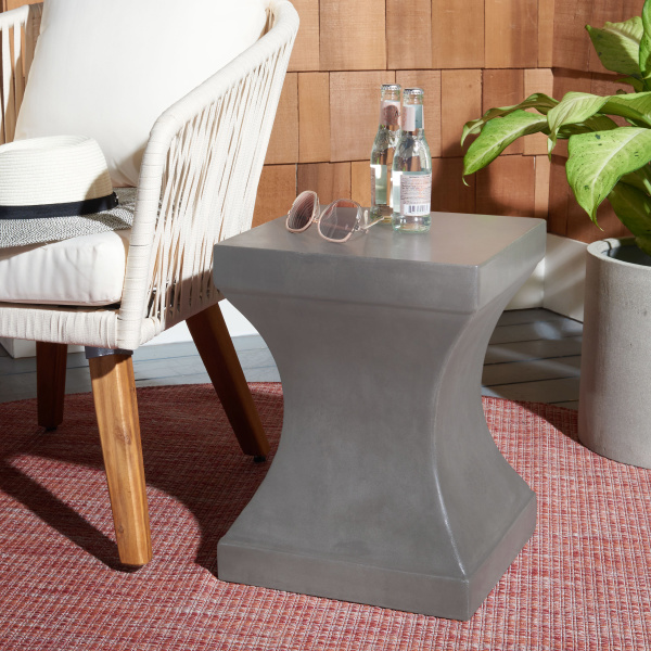 VNN1002A Curby Indoor/Outdoor Modern Concrete 17.7-Inch H Accent Table