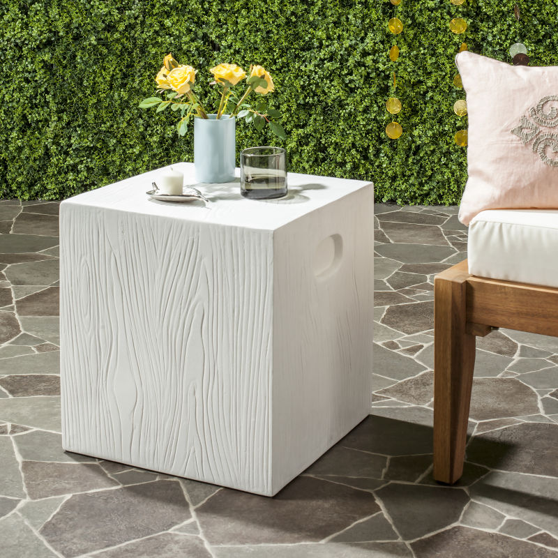 VNN1003B Cube Indoor/Outdoor Modern Concrete 16.5-Inch H Accent Table