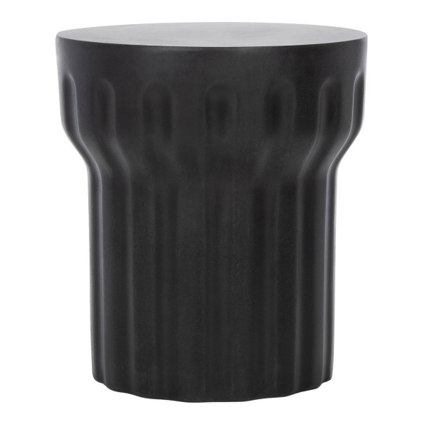VNN1009C Vesta Indoor / Outdoor Modern Concrete Round 15.3-inch Dia Accent Table Black