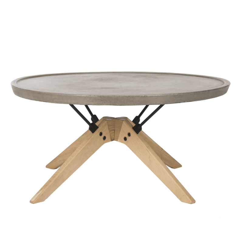 Bryson Indoor/Outdoor Modern Concrete Round 14.57-Inch H Coffee Table in Dark Grey by Safavieh