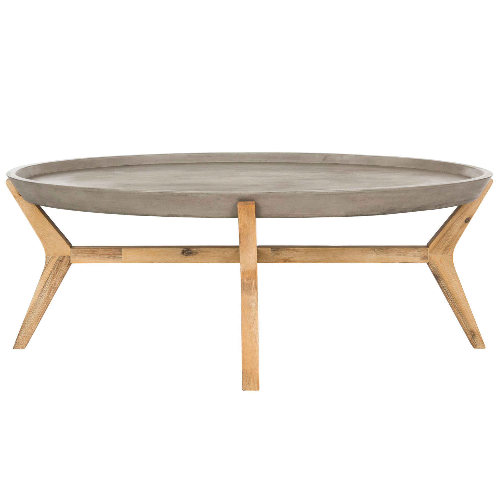 Hadwin Indoor/Outdoor Modern Concrete Oval 31.5-Inch Dia Coffee Table