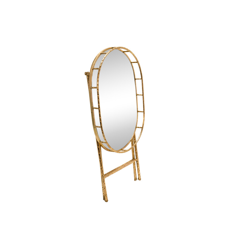 12283 03 Gold Oval Gold Metal Accent Table Mirror Top 4