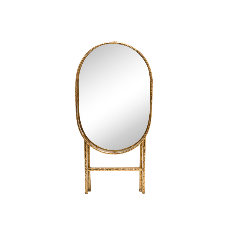 12283 03 Gold Oval Gold Metal Accent Table Mirror Top 5
