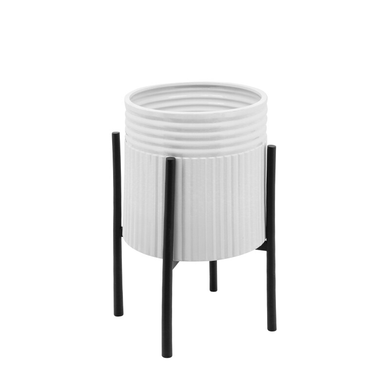 12629 23 White Dunes Planter On Metal Stand Wht Blk Set Of Two 3