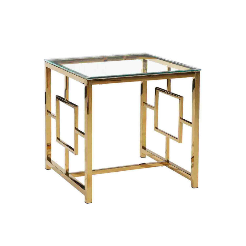 12804-02 Gold Metal/Glass Accent Table Kd