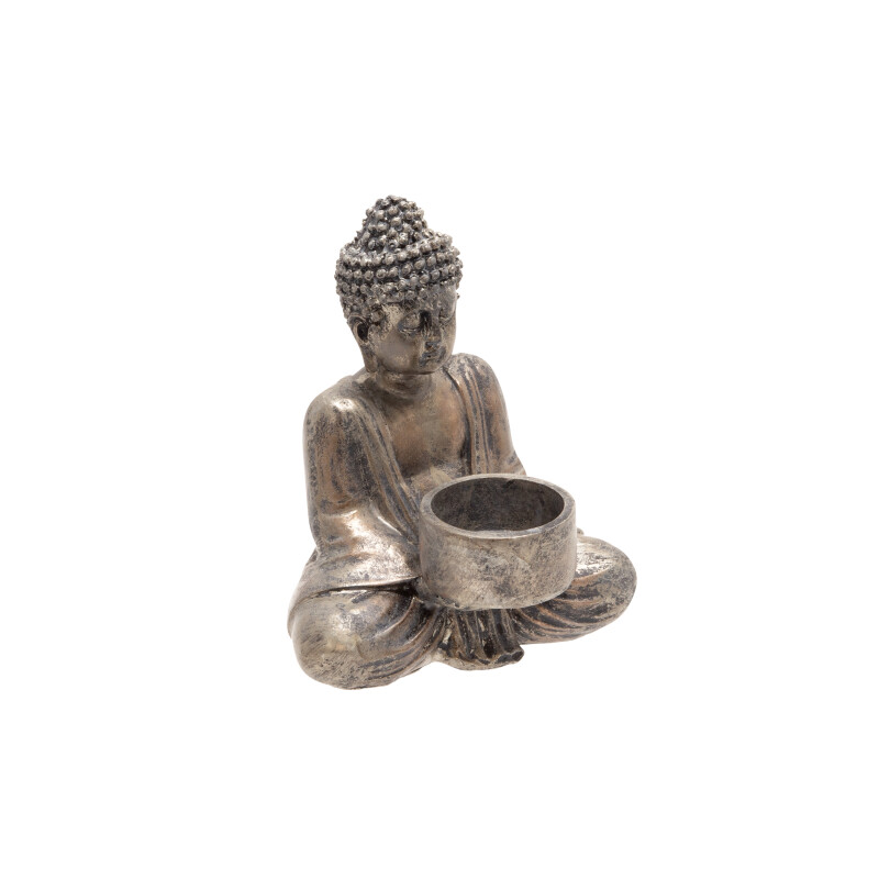 13029 06 Ivory Beige Seated Buddha Tealight Candle Holder 3