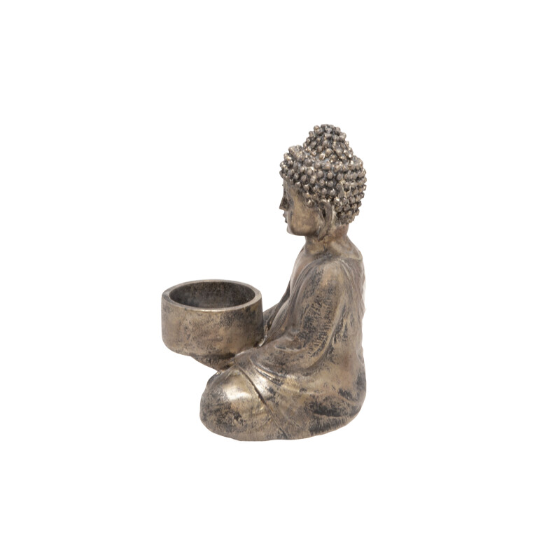 13029 06 Ivory Beige Seated Buddha Tealight Candle Holder 5