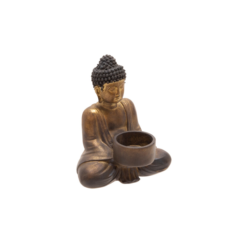 13029 11 Bronze Copper Resin Sitting Buddha Tealight Copper 3