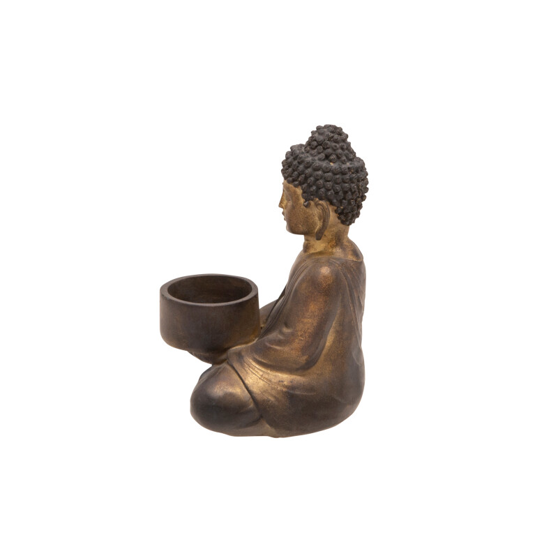 13029 11 Bronze Copper Resin Sitting Buddha Tealight Copper 5