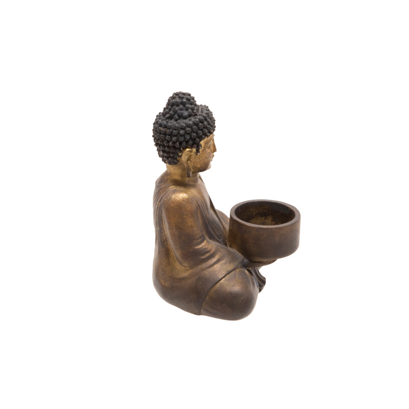 13029 11 Bronze Copper Resin Sitting Buddha Tealight Copper 7