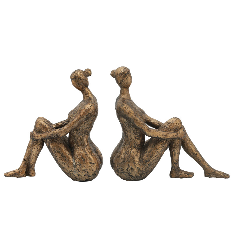 13084 01 Bronze Copper Resin S 2 Bronze Lady Bookends 2