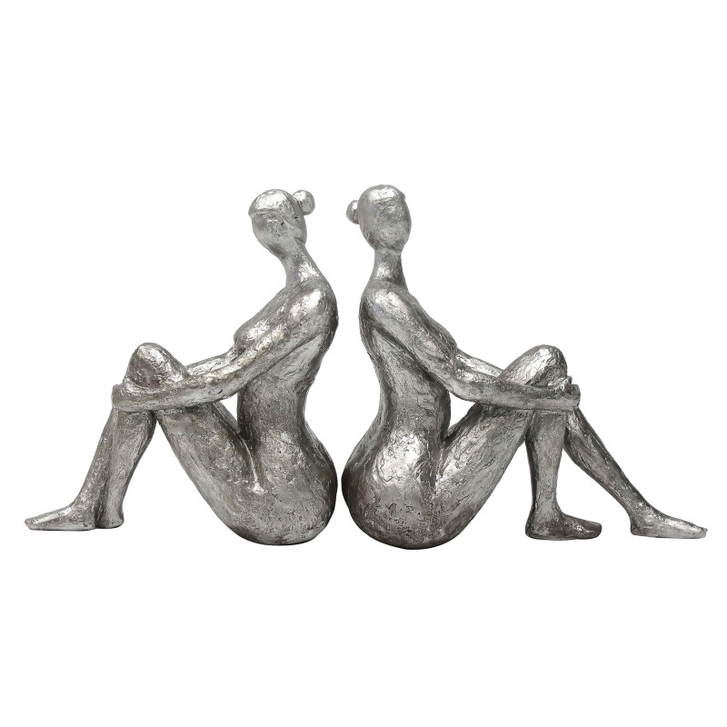 13084-11 Resin S/2 Silver Lady Bookends