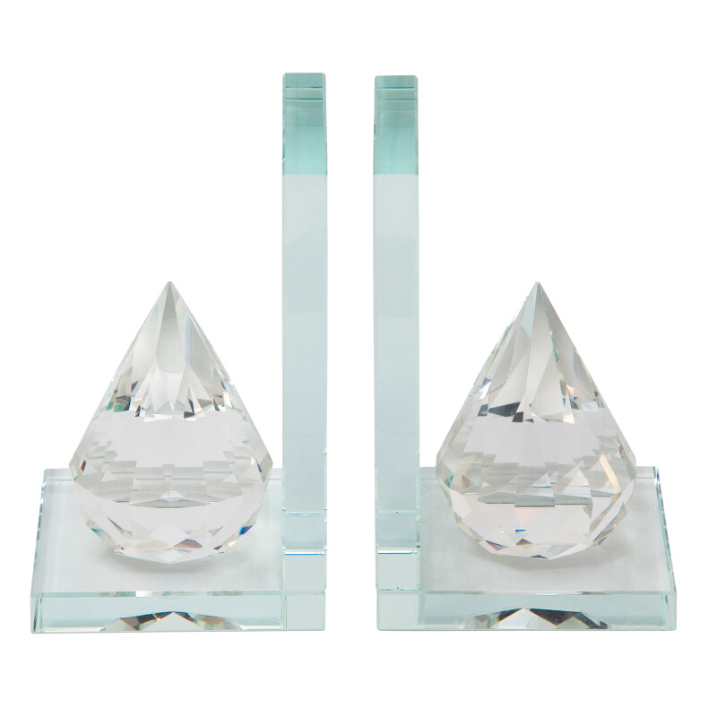 13196 01 Clear Frost Crystal Teardrop Bookends Set Of Two 2