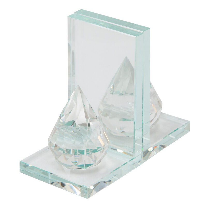 13196-01 Crystal Teardrop Bookends - Set Of Two