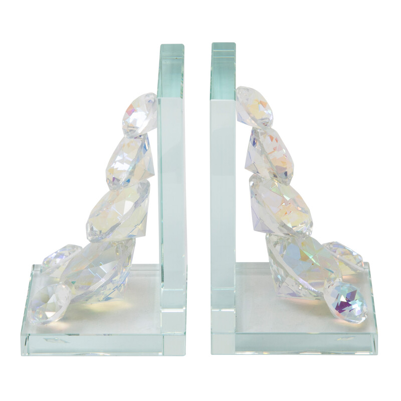 13196 08 Clear Frost Crystal Diamond Bookends Rainbow Set Of Two 2