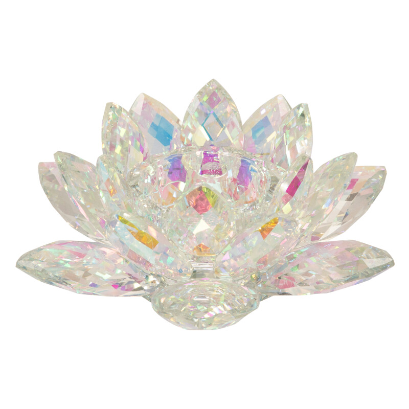 13211-13 Rainbow Crystal Lotus Votive Holder 8.25 Inch