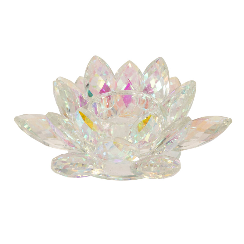 13211-14 Rainbow Crystal Lotus Votive Holder 6 Inch