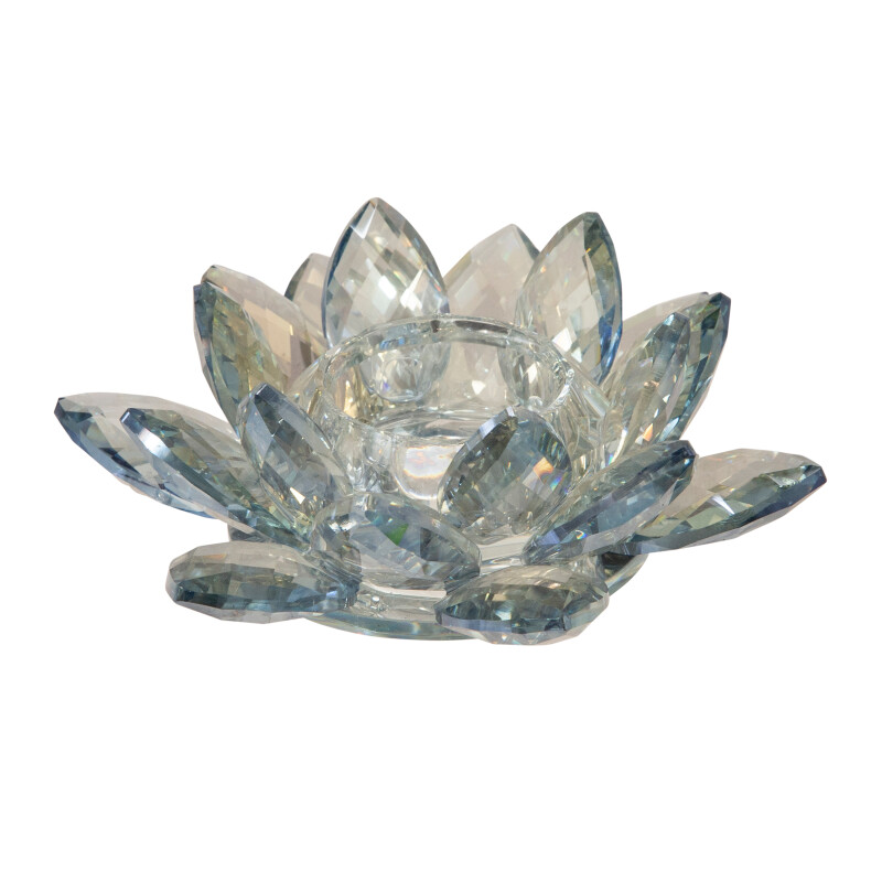 13211-16 Crystal 6 Inch Lotus Votive Holder Blue