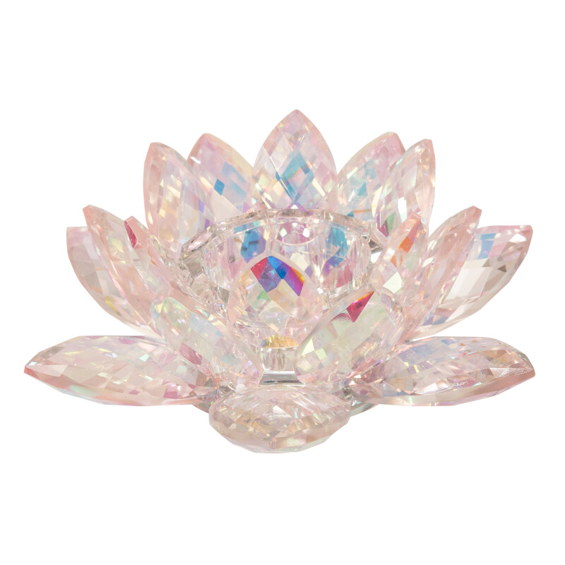 13211-19 Blush Crystal Lotus Votive Holder 8.25 Inch