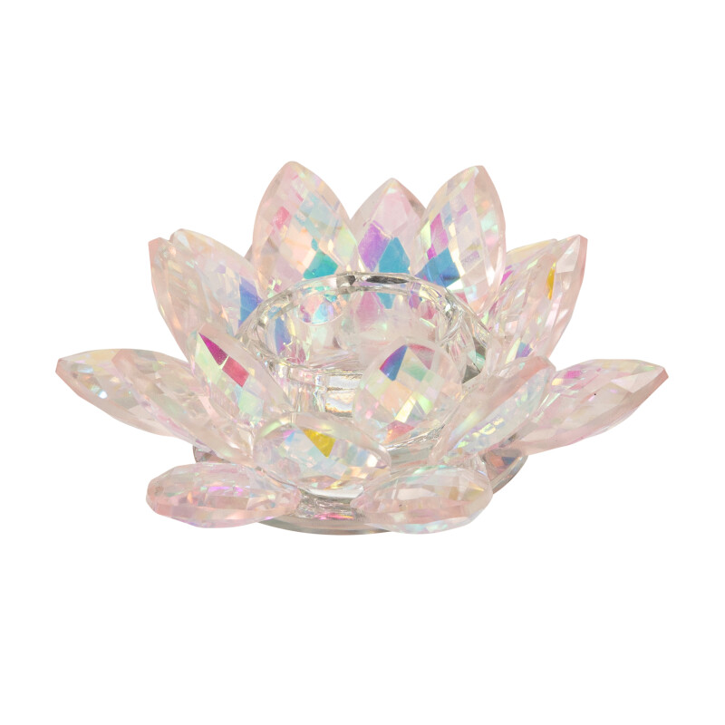 13211-20 Blush Crystal Lotus Votive Holder 6 Inch