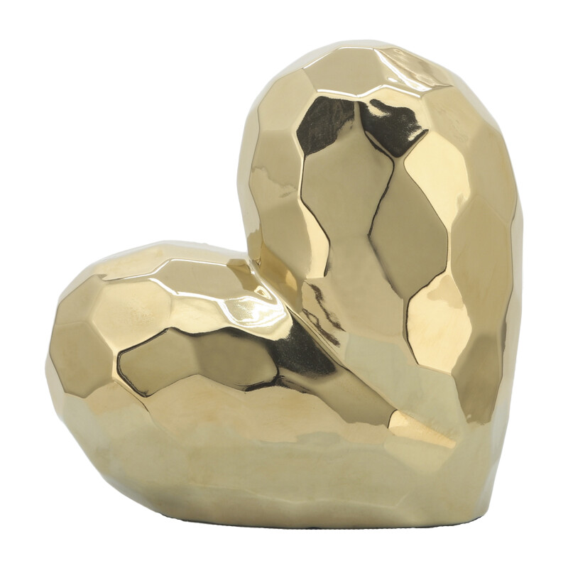 13216-01 Gold Ceramic Heart 11 Inch