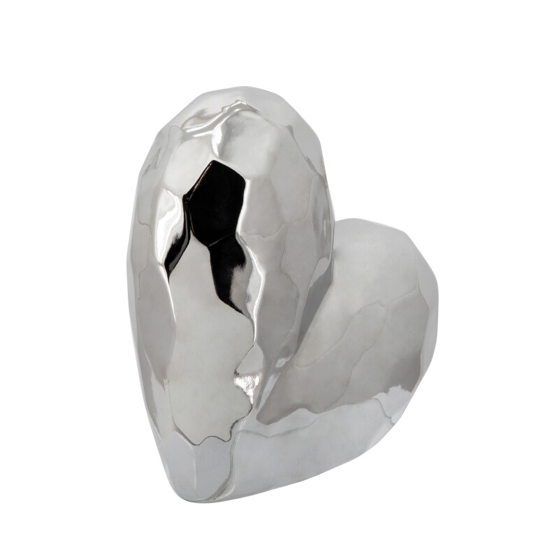 13216-04 Silver Ceramic Heart 8 Inch