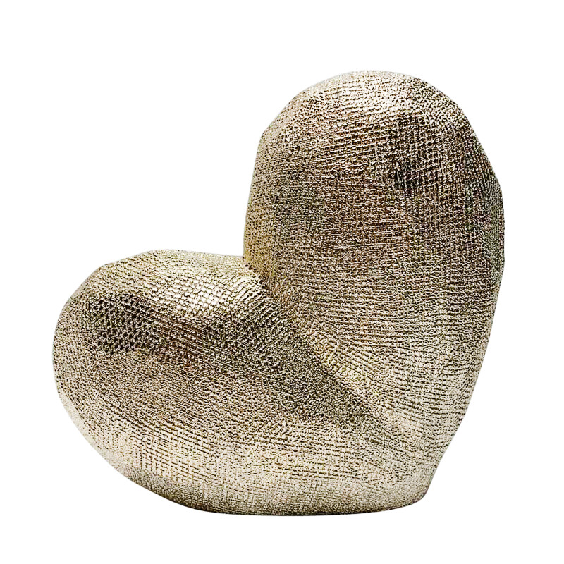 13216-08 8 Inch Scratched Heart Deco Champagne