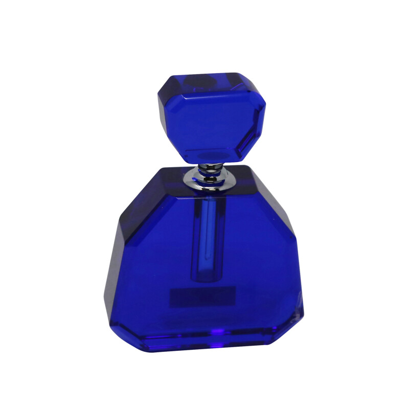 13298-07 Blue Crystal Perfume Bottle Wide 4.5"