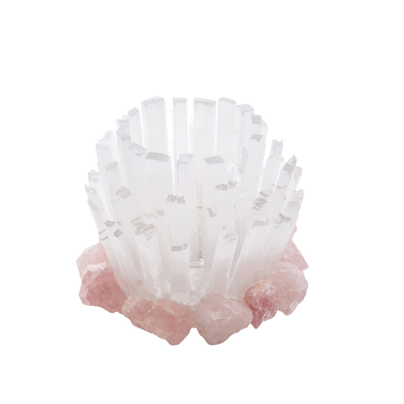 13325-03 White/Pink Selenite Candle Holder