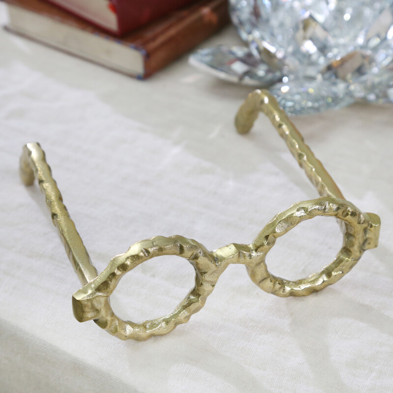 13532-03 Aluminum Glasses Sculpture Gold