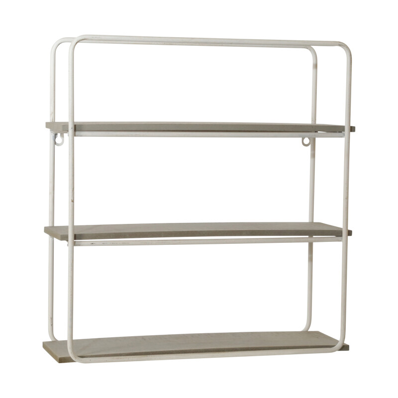 Metal/Wood 3 Tier Wall Shelf Gray/White