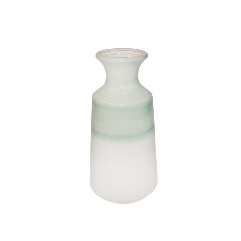Ec Ceramic 12 Inch Vase Green/White