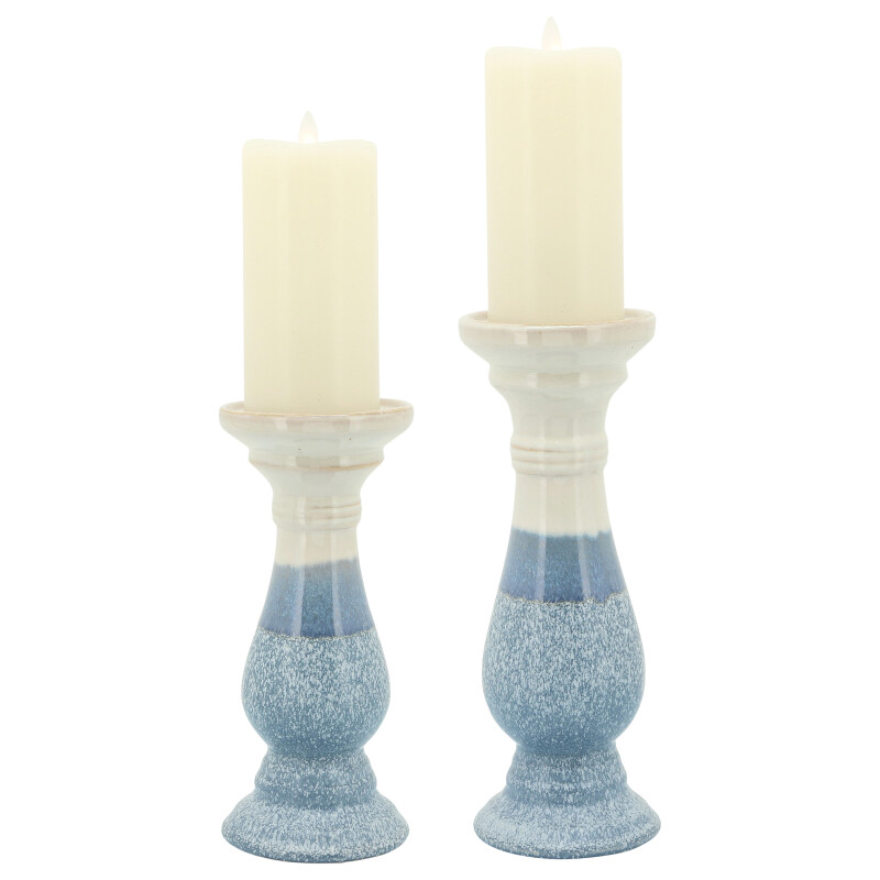 13900 21 Blue White Skyblue Ceramic 10 Inch Candle Holder 3