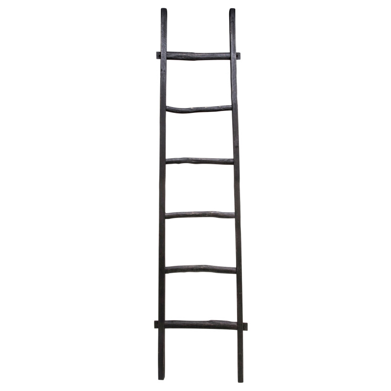 13933-02 Black Wooden Decorative 76 Inch Ladder