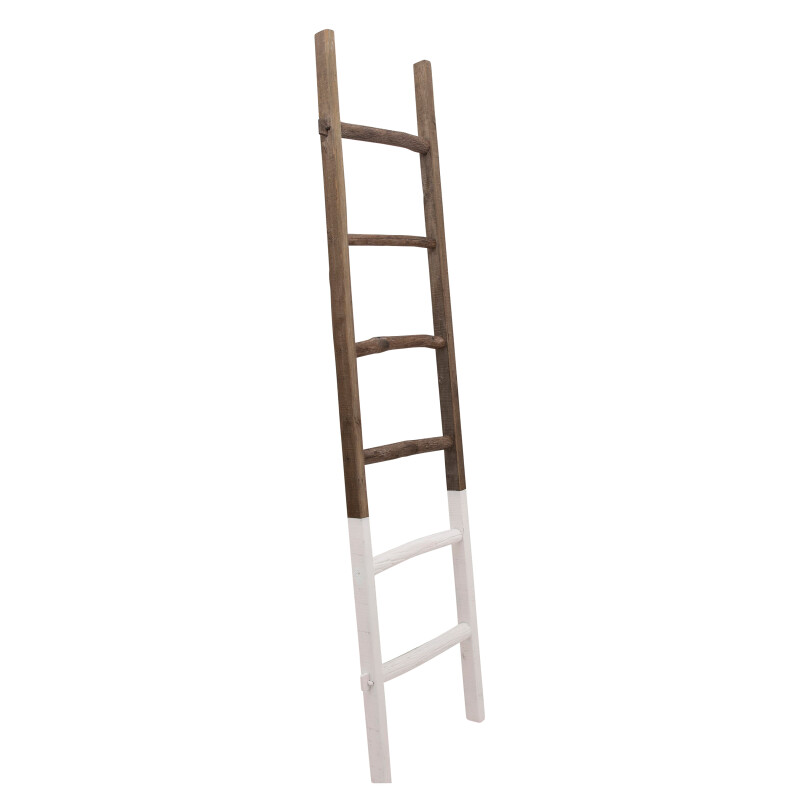 13933-03 2-Tone White Wooden Decorative 76 Inch Ladder