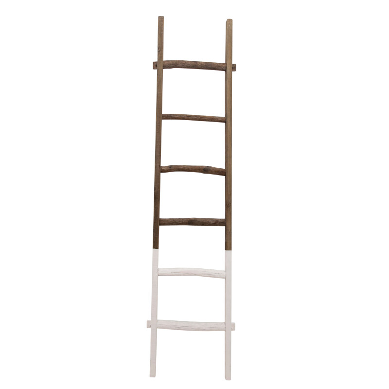 13933-03 2-Tone White Wooden Decorative 76 Inch Ladder