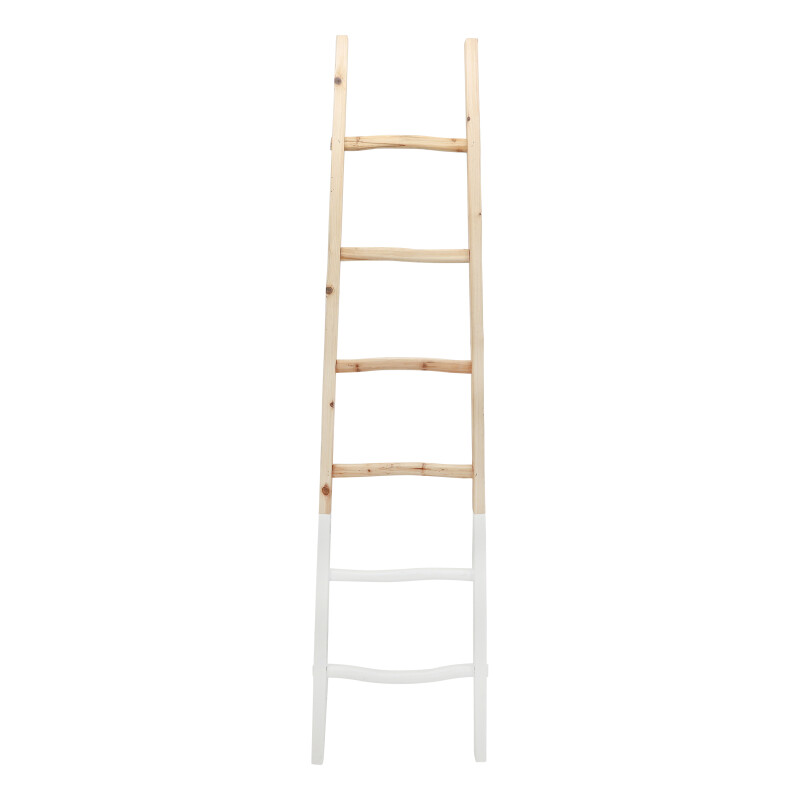 13933-05 Wooden Decorative 76 Inch Ladder 2-Tone Nat/White