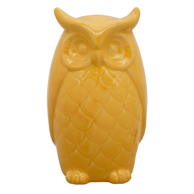 14017-04 10 Inch Owl Decor Yellow