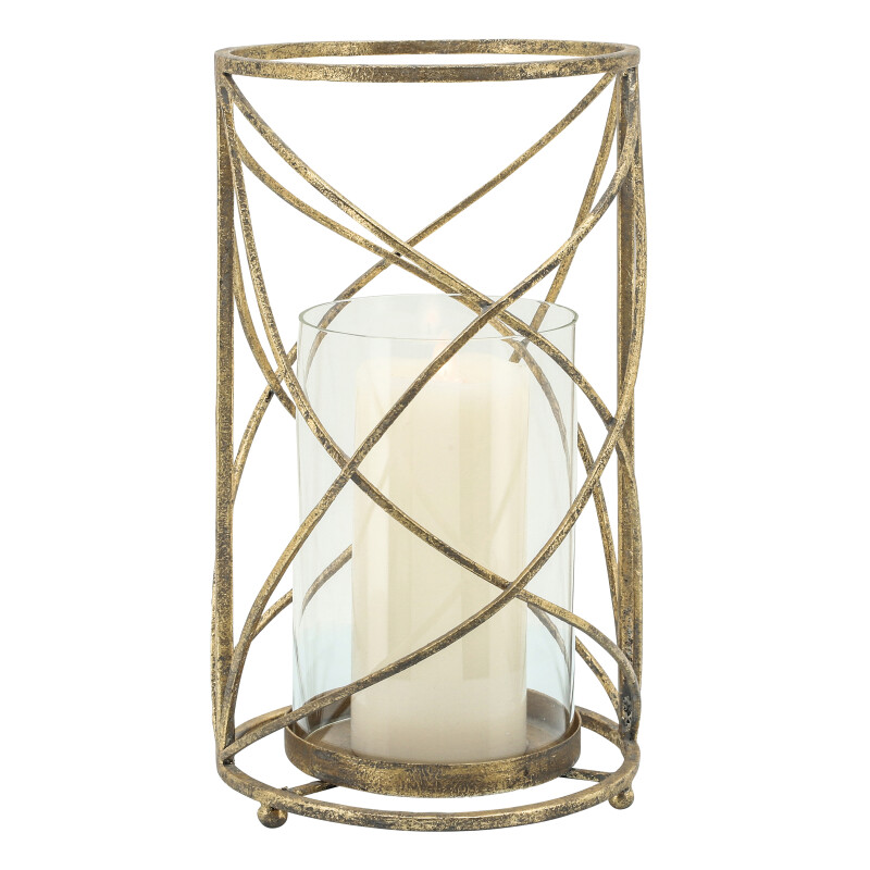 14396 01 Gold Metal 13 Inch Hurricane Candle Holder Gold 2