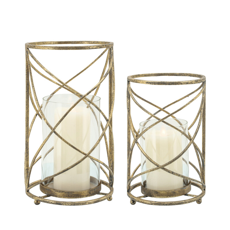 14396 02 Gold Metal 10 Inch Hurricane Candle Holder Gold 3