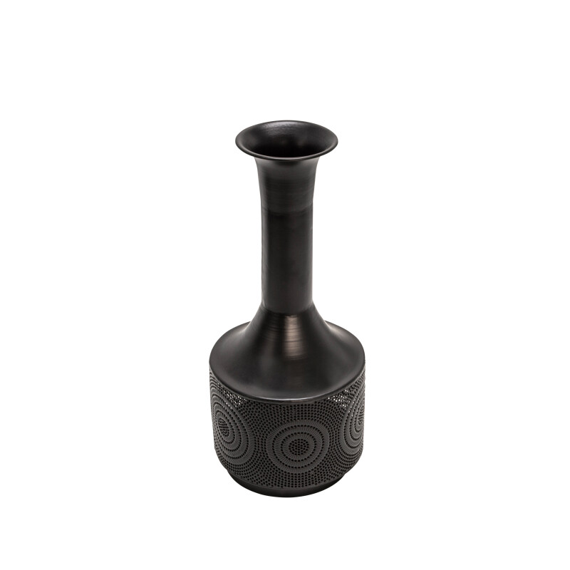 14427-04 Metal 19 Inch Textured Vase Black