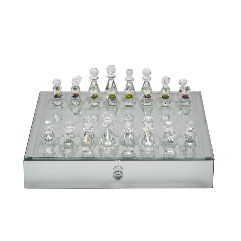 14461 Silver Crystal Mirrored Chess Set Silver 2